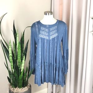 Free People Women’s Peasant Top Blue S NWT